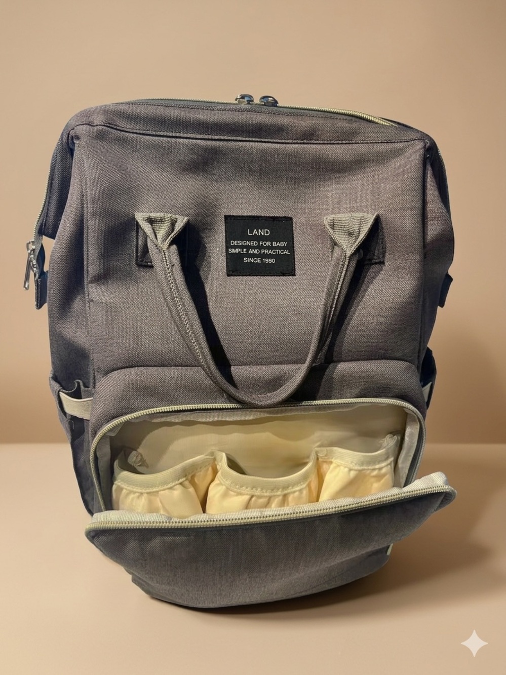 LAND Kids Diaper Backpack in Taupe Gray